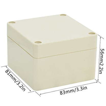 LeMotech Waterproof Dustproof IP65 ABS Plastic Junction Box Universal Electric Project Enclosure Pale Gray 3.3 x 3.2 x 2.2 inch (83 x 81 x 56 mm) - size: 3.3"x3.2"x2.2"