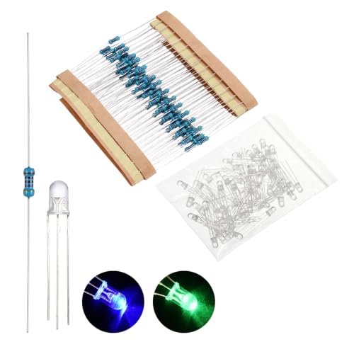 MECCANIXITY 100pcs 5mm LED Diode Lights, Blue Green Common Cathode DC 3-12V - color: Blue Green, size: 5mm