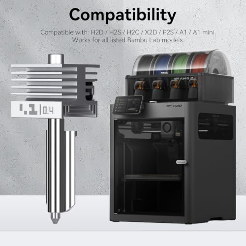 4PCS 0.2/0.4/0.6/0.8MM X2D/P2S/H2D/H2S/H2C/A1/A1 Mini/A2L Integrated Hotend - color: 4PCS (0.2MM+0.4MM+0.6MM+0.8MM)