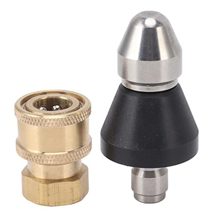 Brass & Stainless Steel Sewer Jetter Kit for Pressure Washer, G1/4 Nozzle with G3/8 Adapter, High-Pressure Drain Cleaning Tool, Self-Propelling Rear Jet Design for Pipes & Drains