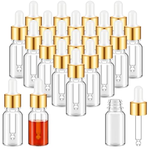 Didaey 100 Pcs Mini Glass Oil Dropper Bottle, 10 ml, Champagne Gold - color: Champagne Gold, size: 10 ml