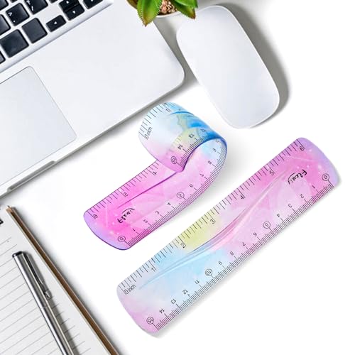 Grevosea 2-Piece Flexible Ruler, 15cm/6inch Plastic Shatterproof Straight Edge Soft Bendable Ruler for School, Classroom, Office, Kids & Adults - size: 6inch