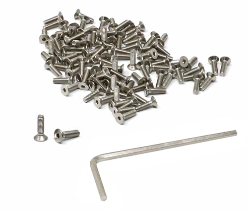iexcell 100 Pcs M2.5 x 9mm Thread Pitch 0.45 mm Stainless Steel 304 Hex Socket Flat Head Cap Screws Bolts Kit - size: M2.5 x 9mm