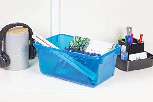 Storex Small Cubby Bin, 12.2 x 7.8 x 5.1 Inches, Candy Teal, 5-Pack (62480U05C) - color: Tint Teal, style: Bin Only
