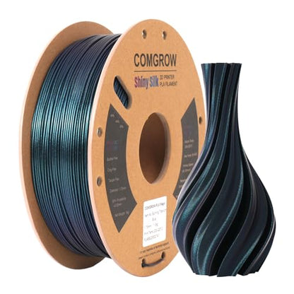 Comgrow 3D Printer Filament, Silk PLA Filament 1.75mm Burnt Titanium 1KG (2.2LBS), Dimensional Accuracy +/- 0.02 mm, Color Changeable 3D Printing Filament Changing Colors with Light - color: Burnt Titanium