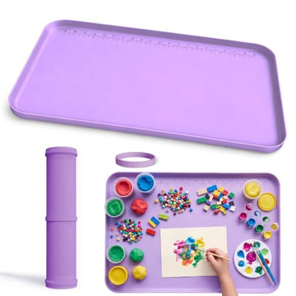 Silicone Art Mat for Crafts with Raised Sides to Stay Tidy, 19" x 12" - color: Puple, size: 19"x12"