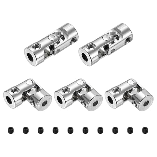 MECCANIXITY 5pcs Universal Joint Shaft Coupling, 3.17mm to 4mm Inner Dia Rotatable Steering Shaft U Joints Coupler with Screws for RC Car, Robot, Boat Drive Ship Motor Use - size: 3.17mm to 4mm