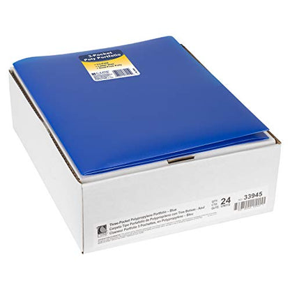 C-Line 3-Pocket Tri-Fold Poly Portfolios, Blue, Box (33945-24), 24 Count (Pack of 6) - color: Azul, size: 24 Count (Pack of 6)