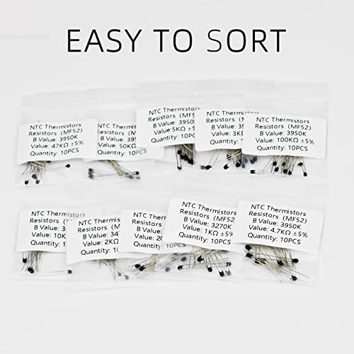 NTC Thermistors Resistors MF52 3950K 10 Values 100PCS Kit Assortment