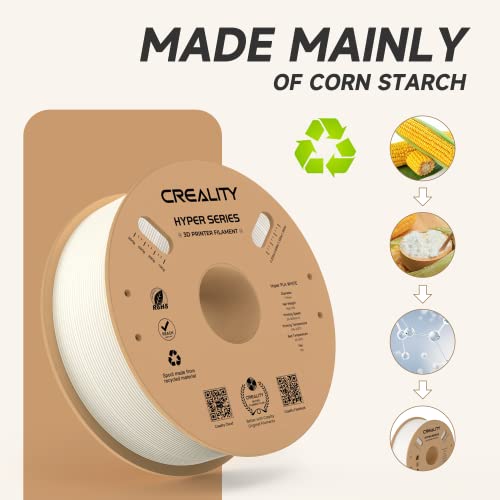 Official CREALITY Hyper PLA Filament 1.75mm, High Speed PLA 30-600mm/s 3D Printer Filament, Dimensional Accuracy +/-0.02mm, Fit Most FDM 3D Printers，1KG(2.2lbs) Spool White - color: White