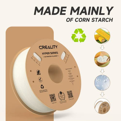 Official CREALITY Hyper PLA Filament 1.75mm, High Speed PLA 30-600mm/s 3D Printer Filament, Dimensional Accuracy +/-0.02mm, Fit Most FDM 3D Printers，1KG(2.2lbs) Spool White - color: White