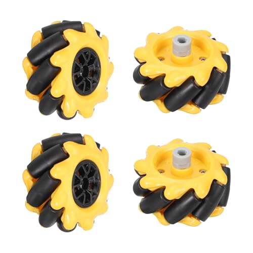 MECCANIXITY 4Pack Mecanum Wheels Set, 48mm / 1.89 ABS Rubber left and right Omnidirectional Wheels for Smart Robot Car Parts DIY Models Accessories, Yellow