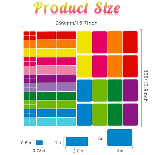 Tallew 1640 Pcs Rectangle Labels, 0.5" X 0.75"、0.98" X 2.64"、2" X 3"