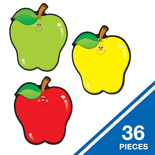 Carson Dellosa 36-Piece Red, Green and Yellow Fall Apple Bulletin Board Cutouts, Apple Cutouts for Bulletin Board, Fall Classroom Cutouts, Fall Classroom Décor - size: Regular, style: Apples