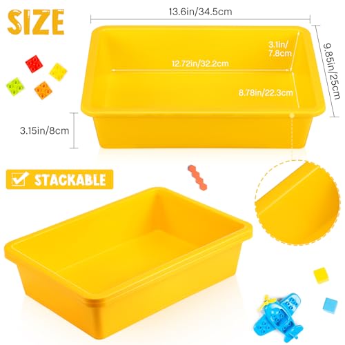 Sintuff 24 Pcs Classroom Paper Tray, Stackable Letter Size Bin, Yellow - color: Yellow