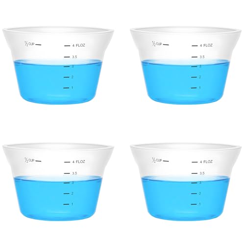 4 Pcs Silicone Laundry Measuring Cup 125ml Reusable Liquid Measuring Cup Laundry Detergent Dispenser Cups with Scale, Washable No Leak for Home Hotel