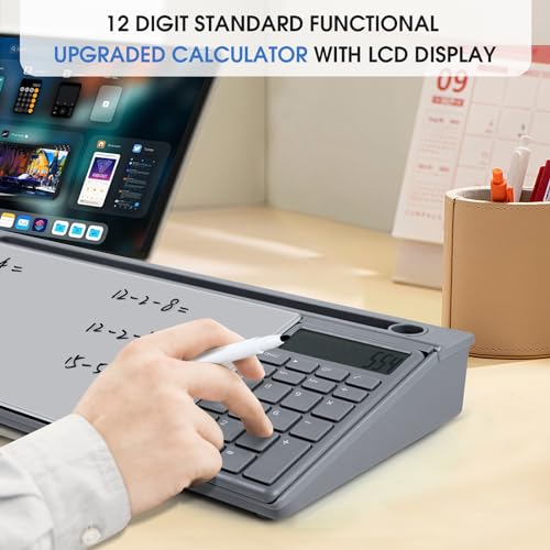 Varhomax Glass Desk Whiteboard Gray with Calculator - color: Calculator-gray