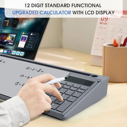 Varhomax Glass Desk Whiteboard Gray with Calculator - color: Calculator-gray