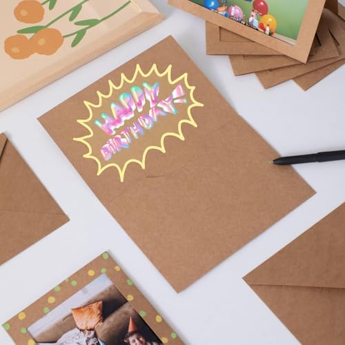 50 Sets Photo Frame Cards with Envelopes 5x7 Paper Picture Frames Bulk - color: Kraft, size: 5X7