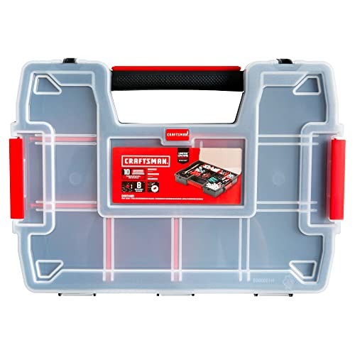CRAFTSMAN Storage Organizer,Small Parts Organizer with 10-Compartments,Lid Includes Secure Latch (CMST60964M), (Pack of 6) - size: 6 Pack (11.5" L x 2.5" W x 8.5" H), style: Triple Pack