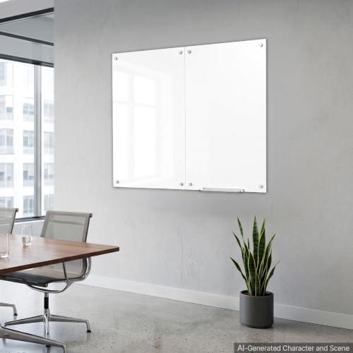 VEVOR Glass Dry Erase Board 48"x36" White Magnetic Whiteboard - color: White, size: 48"W x 36"H