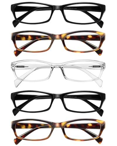 Gaoye Reading Glasses for Women, 5 pack Fashion Readers for Women Spring Hinge Eye Glasses, Blue Light Reading Glasses - color: 5 Pack 1 Mix