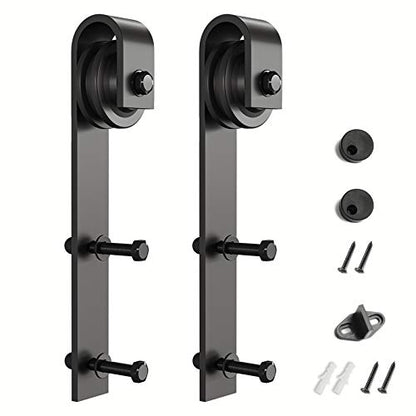SMARTSTANDARD Sliding Barn Door Hardware Hangers 2pcs (Black) (J Shape Hangers) - style: J