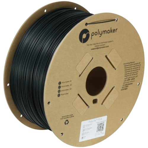Polymaker PLA Filament 1.75mm Black 3KG Spool, Neatly Wound - color: 311 - 1.75mm Black (Hex Code: #030305), size: 1.75 Millimeters