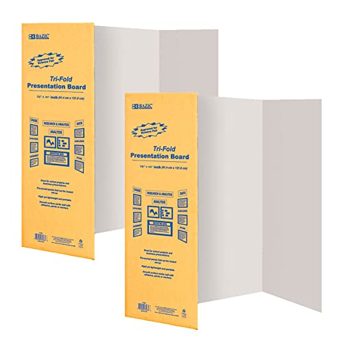 BAZIC Products White Tri-Fold Poster Board, 28 x 40 in, 2-Pack - size: 2-Pack