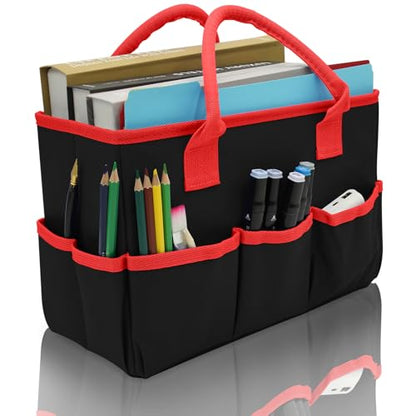 Cupohus Desktop Art Craft Storage Tote Bag and Stock Organizer (Black&Red) - color: Black