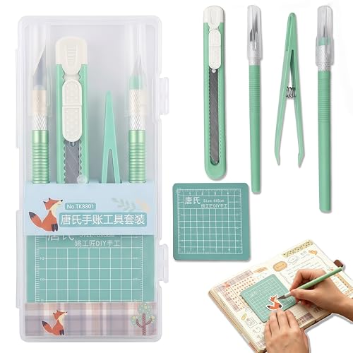 Scrapbooking Tools, Scrapbooking Supplies with Precision Knife, Cutting Mat, Sticker Tweezers and Cutter, Craft Tools Vinyl Weeding Tool Kit for Card Making Paper Craft DIY Art Projects