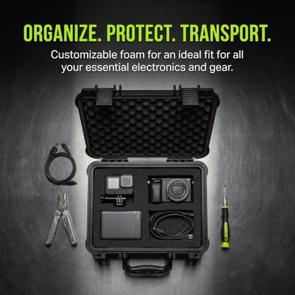 MEIJIA All Weather Waterproof Hard Camera Case,Hard Case,With Customized Fit Foam Included, Elegant Black,Fit for Drones,camera,lens (13.39"x11.61"x3.93") - size: 13.39" x 11.61" x 3.93"