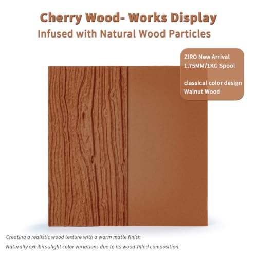 ZIRO 1.75mm PLA Filament, Contain Real Wood Powders, 2.2lbs Cherry Wood - color: Cherry Wood