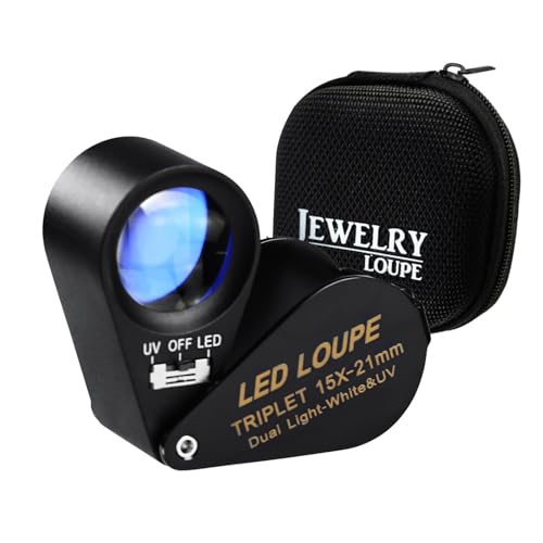 Jewelers Loupe 15x 21mm Jewelers Magnifying Glass Loupe Magnifier Coin Magnifying with Light Jewelers Loop for Gems, Jewelry, Coins and Trichomes - color: 15x Magnification