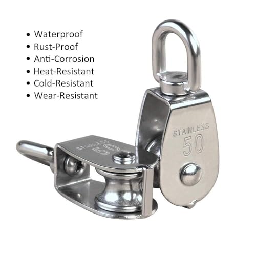Rocaris 2 Pack M50 Single Pulley Snatch Block, 304 Stainless Steel - size: 2*M50 Single