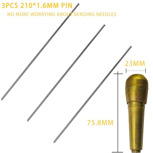 Upgrade 3P - Poke Pin Pusher, 3D Printer Nozzle Cleaning Kit, Zinc Alloy Handle with 3 Pin, Must-Have Cleaner for Printing Extruder, Clearing Filament Clog Tool, Dia 1.6mm by L 210mm No Clog