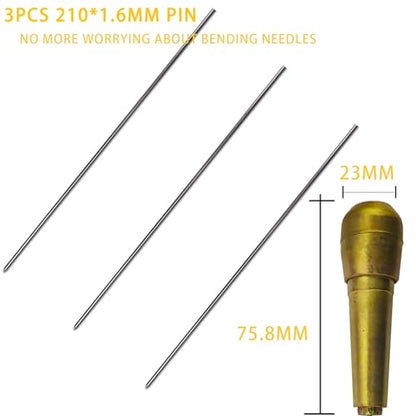Upgrade 3P - Poke Pin Pusher, 3D Printer Nozzle Cleaning Kit, Zinc Alloy Handle with 3 Pin, Must-Have Cleaner for Printing Extruder, Clearing Filament Clog Tool, Dia 1.6mm by L 210mm No Clog