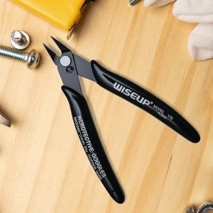WISEUP 5pcs Small Wire Cutters, 170 Micro Flush Cutter Side Zip Tie Cutter