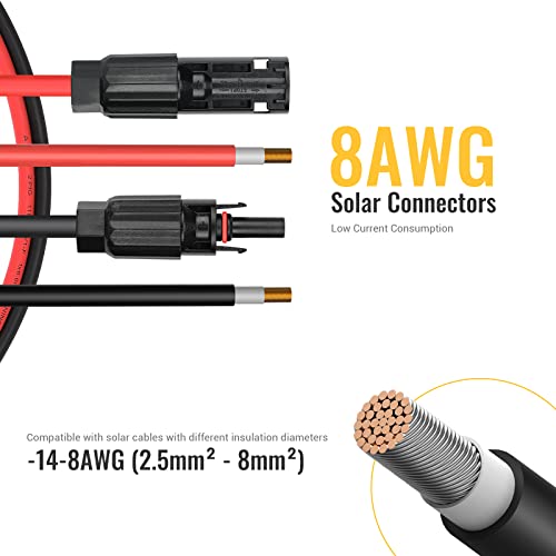 BougeRV 44 PCS 8AWG Solar Connectors with Spanners IP68 Waterproof - size: 22 Pairs 8AWG Male/Female & 1 pair of spanners
