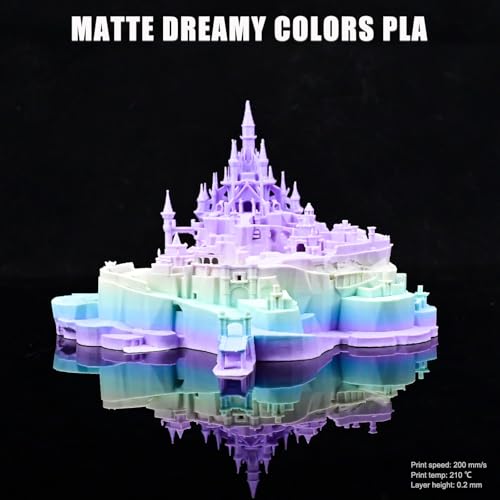 OVV3D Rainbow PLA Filament 1.75mm, PLA 3D Printer Filament Multicolor Color Changing Rainbow PLA Filament with Matte Macaron Blue Green Yellow Purple, 3D Printing Filament 3D Filament, 1kg / 2.2 lbs - color: Matte Dreamy Macaron