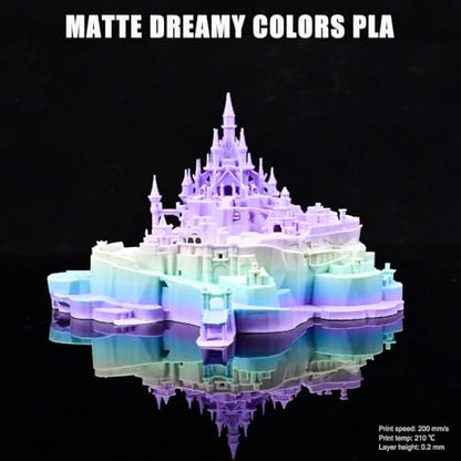 OVV3D Rainbow PLA Filament 1.75mm, PLA 3D Printer Filament Multicolor Color Changing Rainbow PLA Filament with Matte Macaron Blue Green Yellow Purple, 3D Printing Filament 3D Filament, 1kg / 2.2 lbs - color: Matte Dreamy Macaron