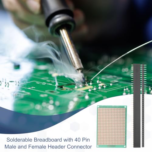 5Pcs 7x5cm PCB Prototype Board w 40-Pin Headers, Green - size: 7x5cm(2.54mm Pitch/1.3mm T)