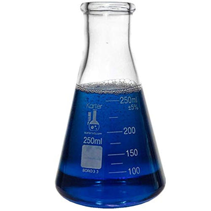250ml Narrow Mouth Erlenmeyer Flask, Borosilicate 3.3 Glass, Karter Scientific 213G7 (Case of 48) - size: 250ml, style: Pack of 48