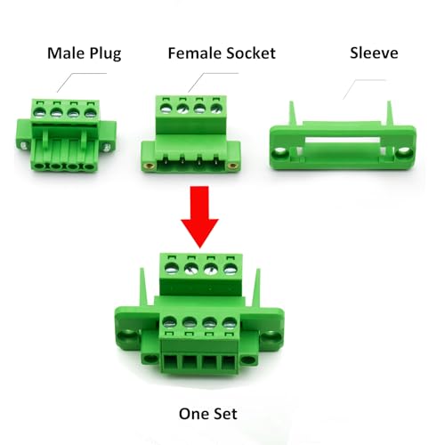 5 Set 3 Pin 5.08mm Pitch Screw Terminal Panel Mount, Through-Wall Phoenix Connectors-24-12 AWG,300V 15A - size: 3P-5Set