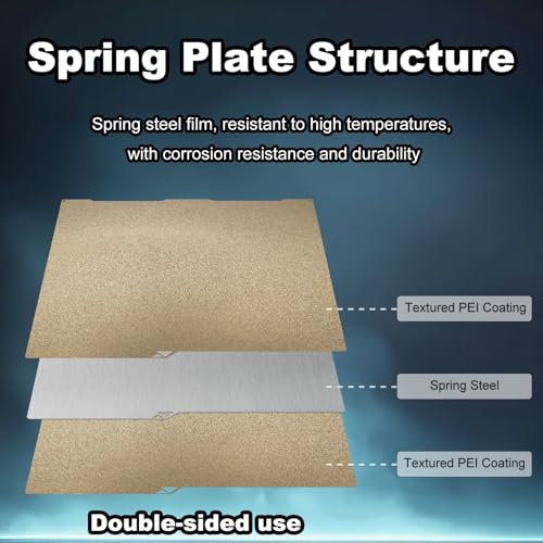 256x268mm Gold PEI Build Plate for Anycubi Kobra 3 V2/Kobra 3/Kobra 3 Combo, Double Sided Textured PEI Flexible Spring Steel Platform Heated Printing Bed for Anycubi Kobra 3D Printer - size: 256x268mm