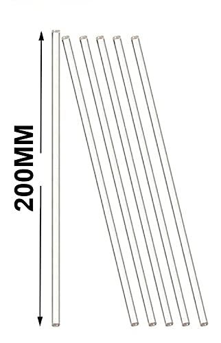 Pack of 6 Lab Glass Stirring Rod 8 inch (200mm) Length with Both Ends Round for Science, Lab, Kitchen, Science Education (6)
