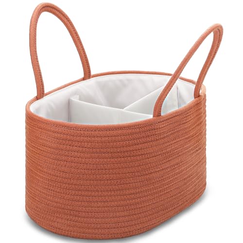 COMSE Large Cotton Rope Baby Diaper Caddy Organizer, Autumn Glaze - color: Autumn Glaze, size: Large