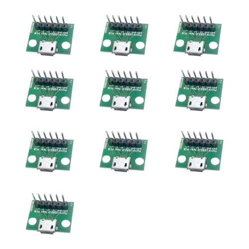 WLGQ Micro USB 2.0 Test PCB Breakout Board, 6-Pin Interface, 10 Pack - color: 10 PACK
