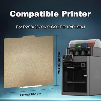 Upgraded 0.77mm Thicker 257x257mm PEI Printing Bed with QR Code for Bambu Lab X1/P1P/P1S/P2S/X1C/A1, Dual-Textured Flexible Heated Magnetic Spring Steel Build Plate for 3D Printer - size: 257x257mm