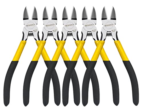 Wire Cutters 5 Pack, 6 inch Flush Cutters, BOOSDEN Spring Loaded Cutting Pliers,Precision Side Cutters,Sharp Diagonal Cutters,Small Wire Snips for Crafting